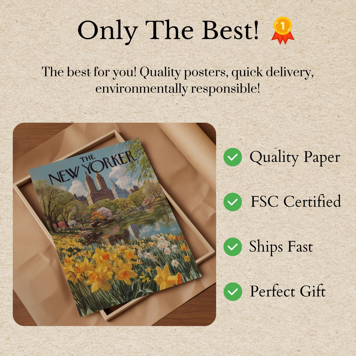 Central Park Spring New Yorker Poster