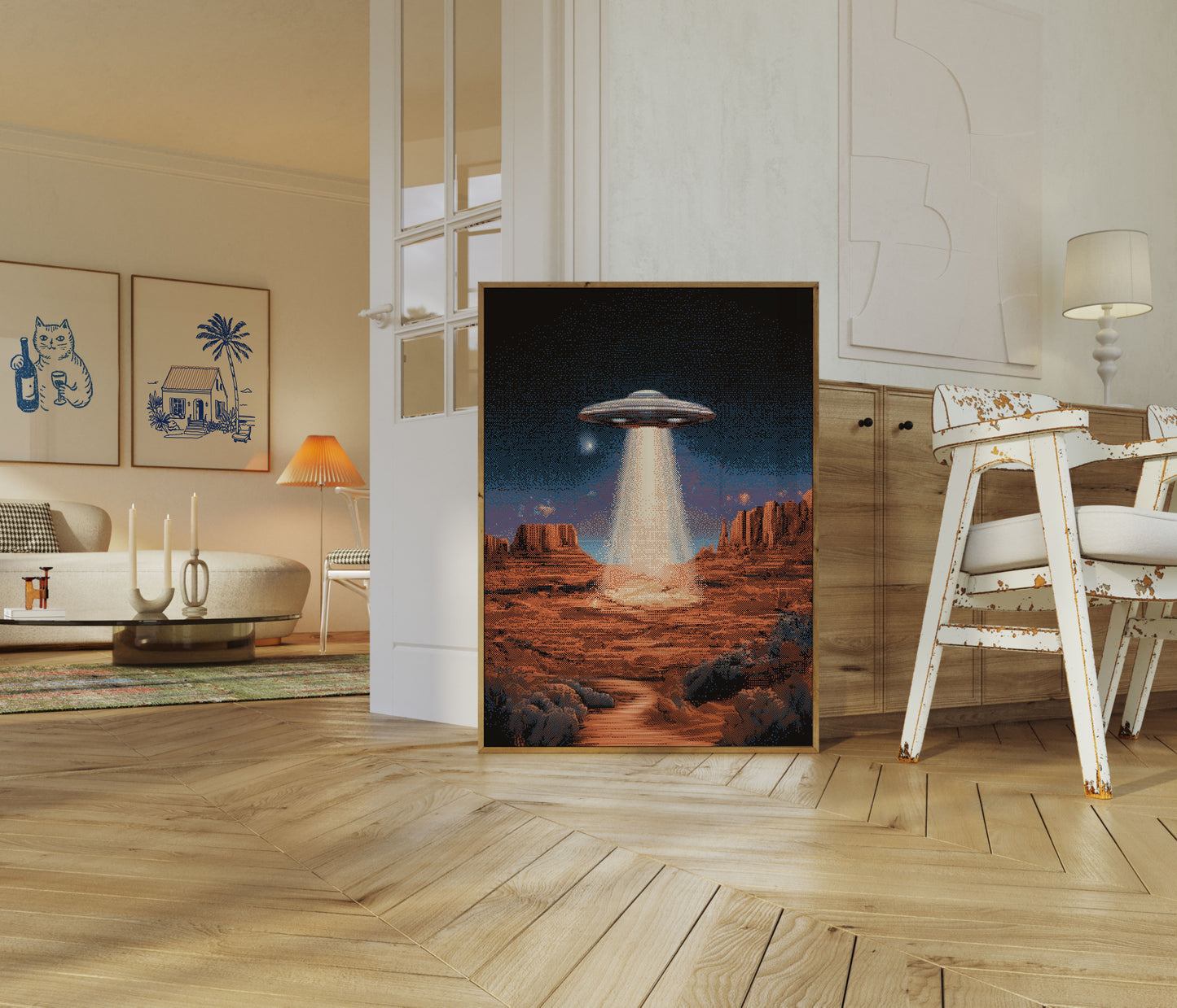 Alien Abduction Desert Night Poster