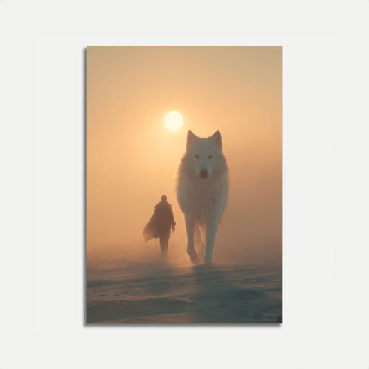 White Wolf Sunrise Poster