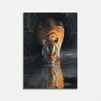 Poster della Tigre che Beve alla Pozza d'Acqua