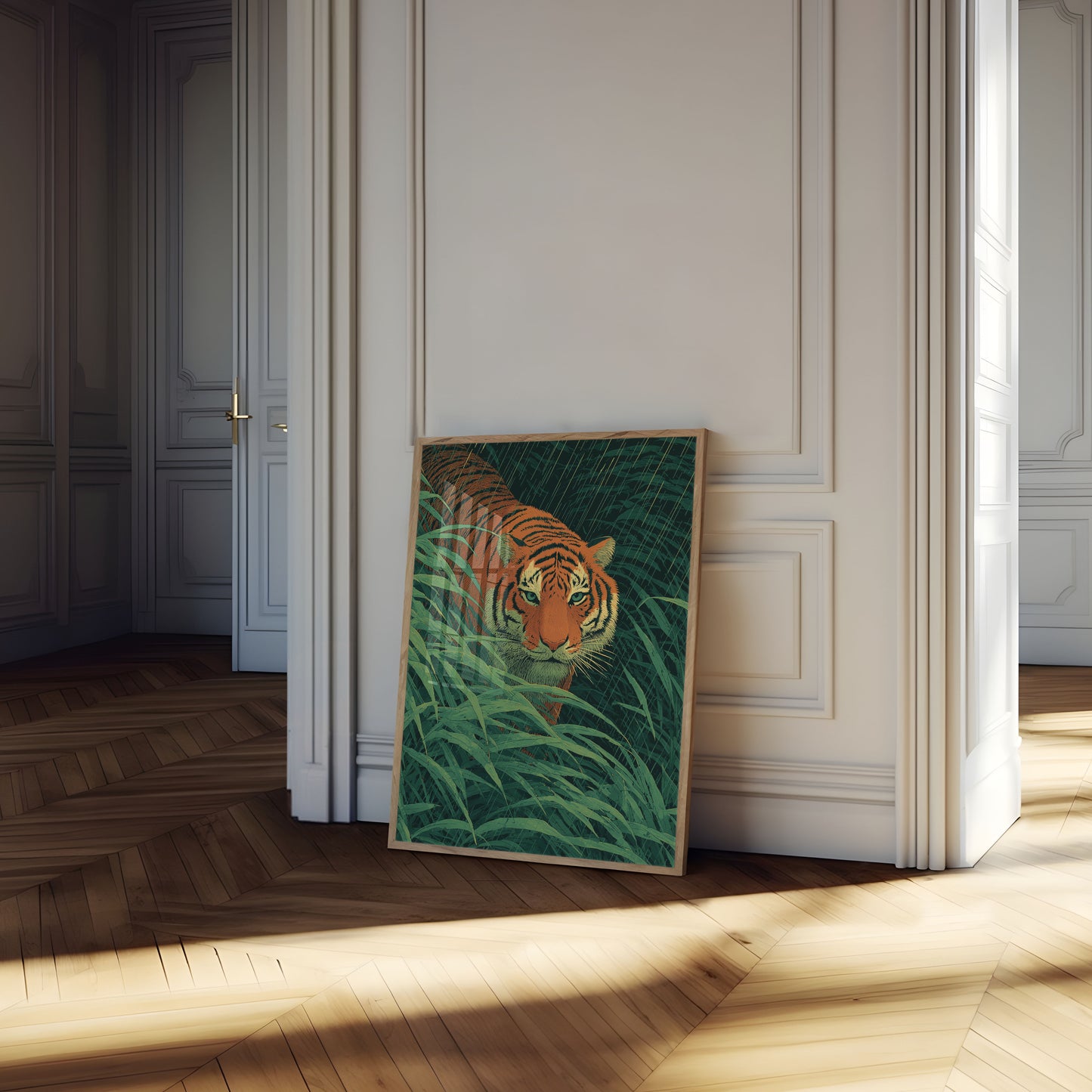 Tiger in the Jungle Rain Poster
