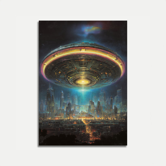 Alien Mothership City Invasion Poster