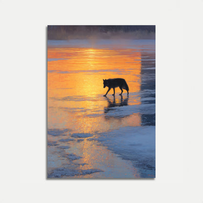 Varg vid Solnedgångsstrand Affisch