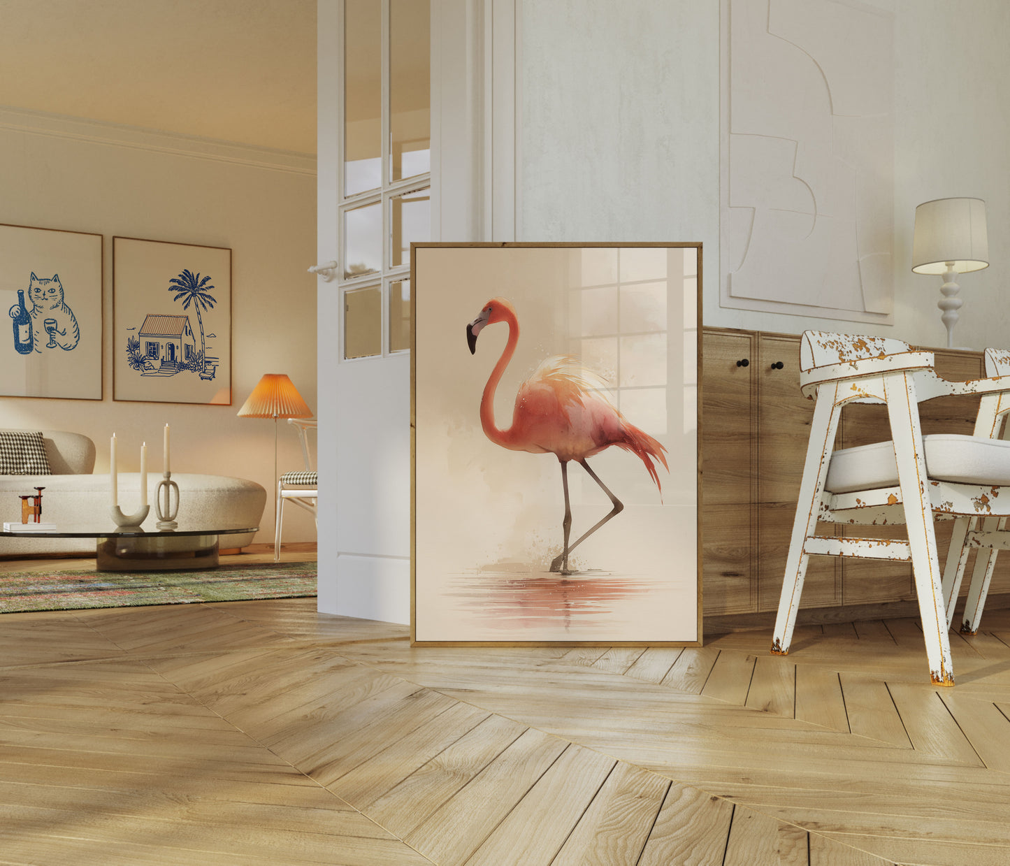Elegante Flamingo Wadend Poster