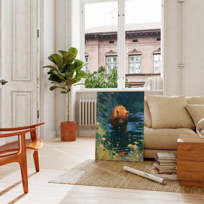 Bear in Wildflower Stream Poster