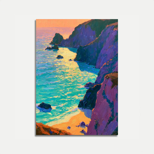 Coastal Cliffs at Sunset Poster