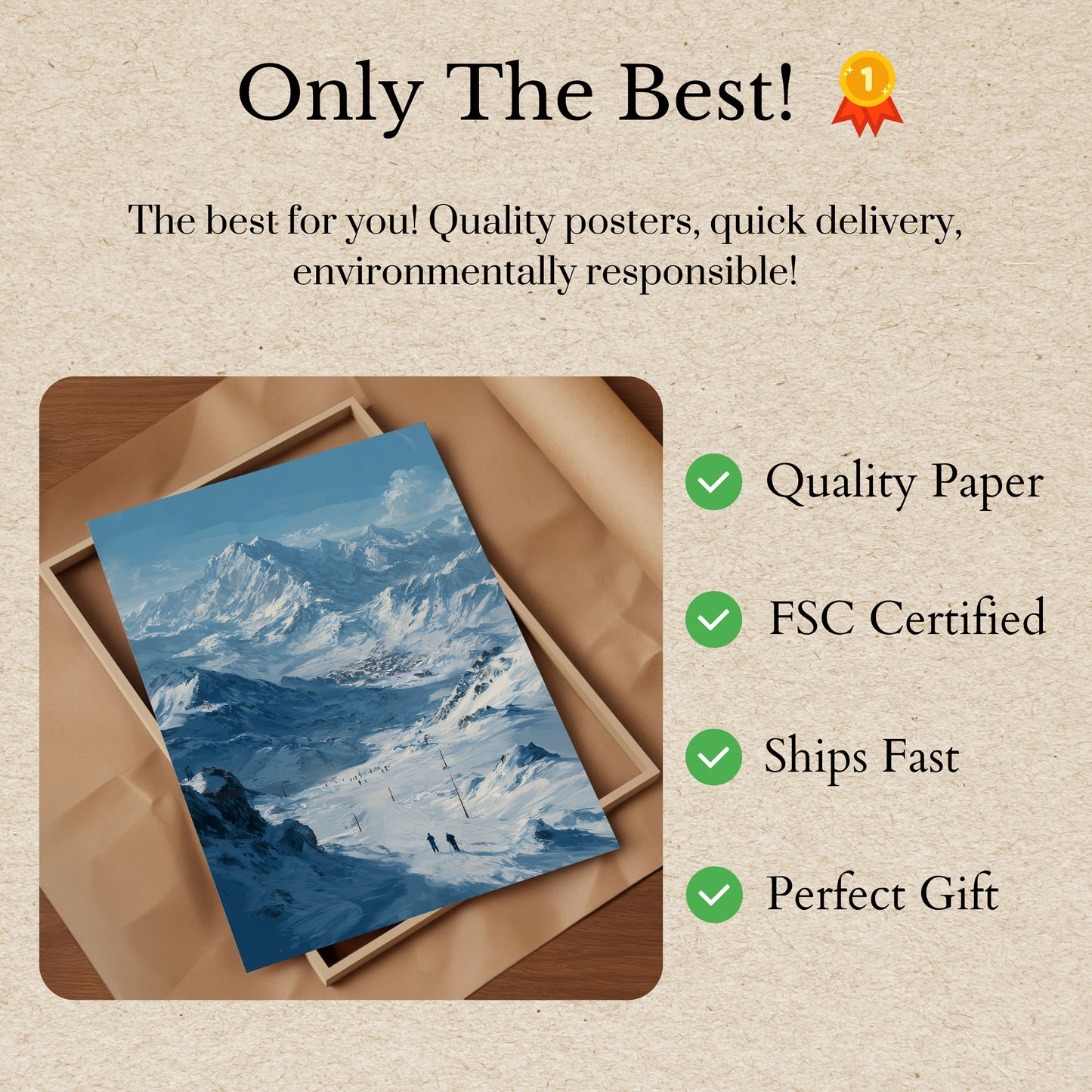 Snowy Mountain Ski Adventure Poster