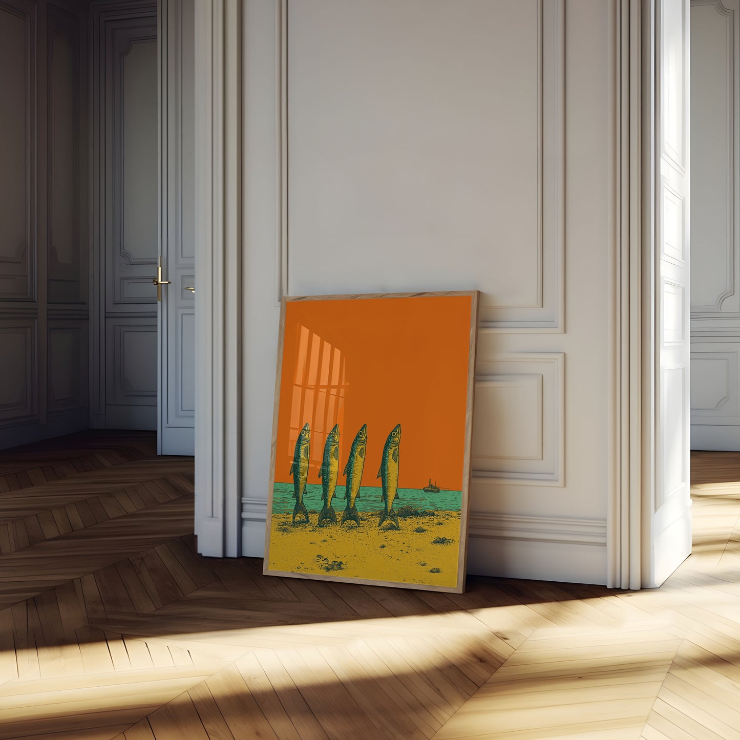 Surreal Swimmers Sea Poster