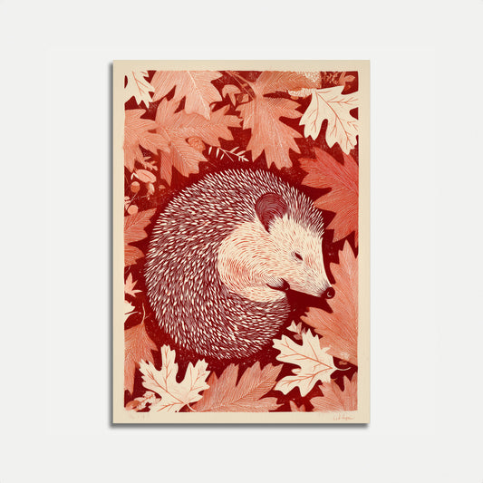 Egel tussen herfstbladeren poster
