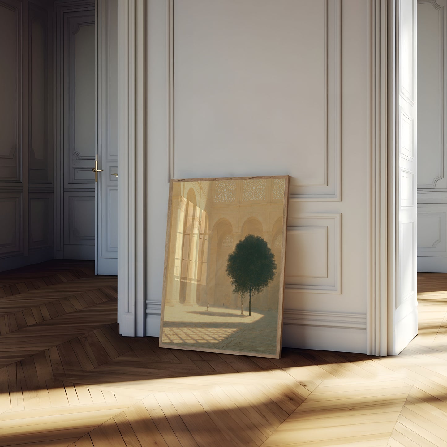 Poster di un Cortile Sereno con Albero