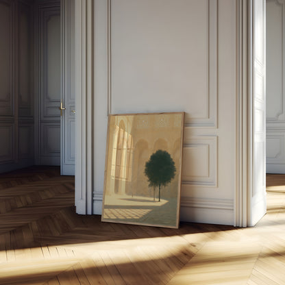 Poster di un Cortile Sereno con Albero