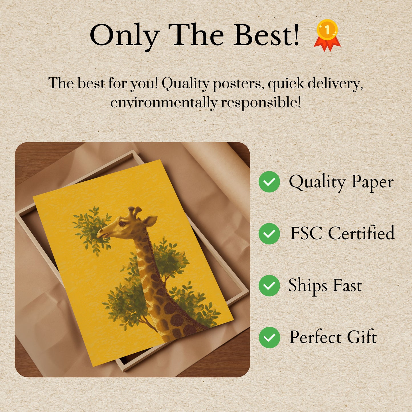 Giraffe Among Green Leaves Poster