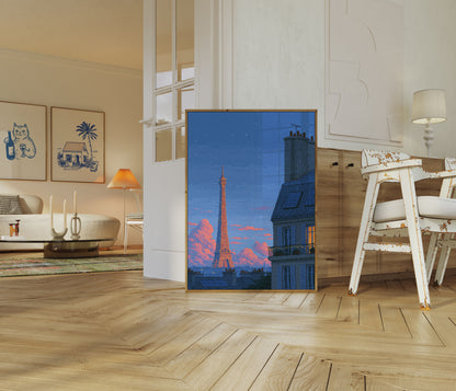 Paris Eiffel Tower Sunset Poster