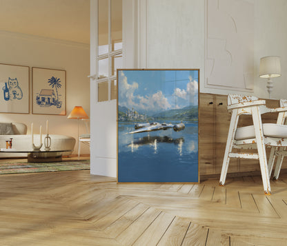 Futuristic Spaceship Lake Poster