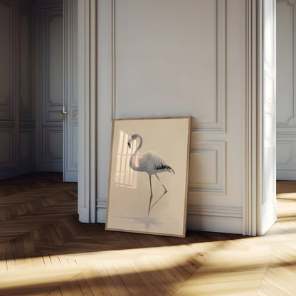 Elegant Flamingo in Mist Poster
