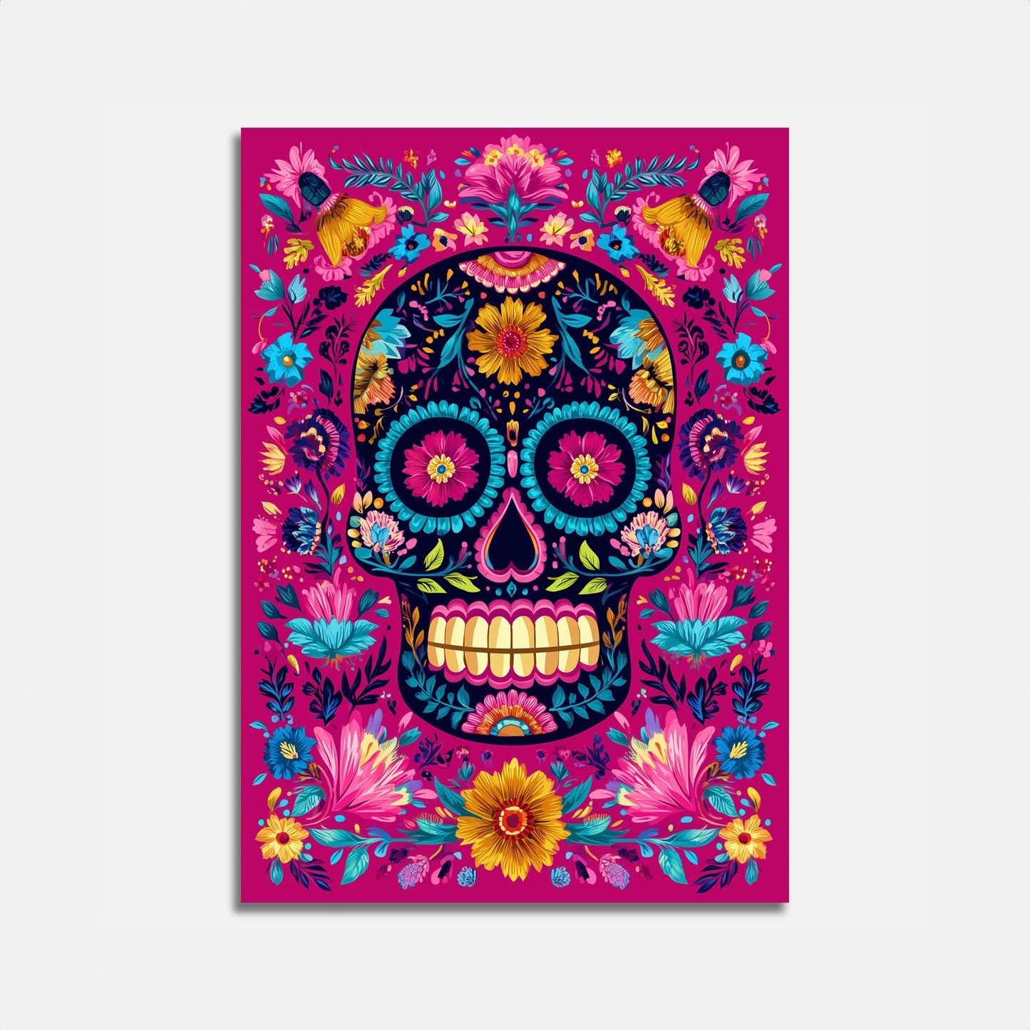 Colorful Floral Skull Art Poster