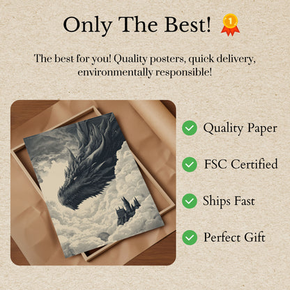 Dragon Over Hogwarts Poster