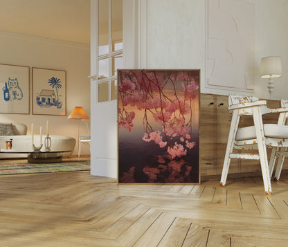 Póster de Flores de Cerezo al Atardecer