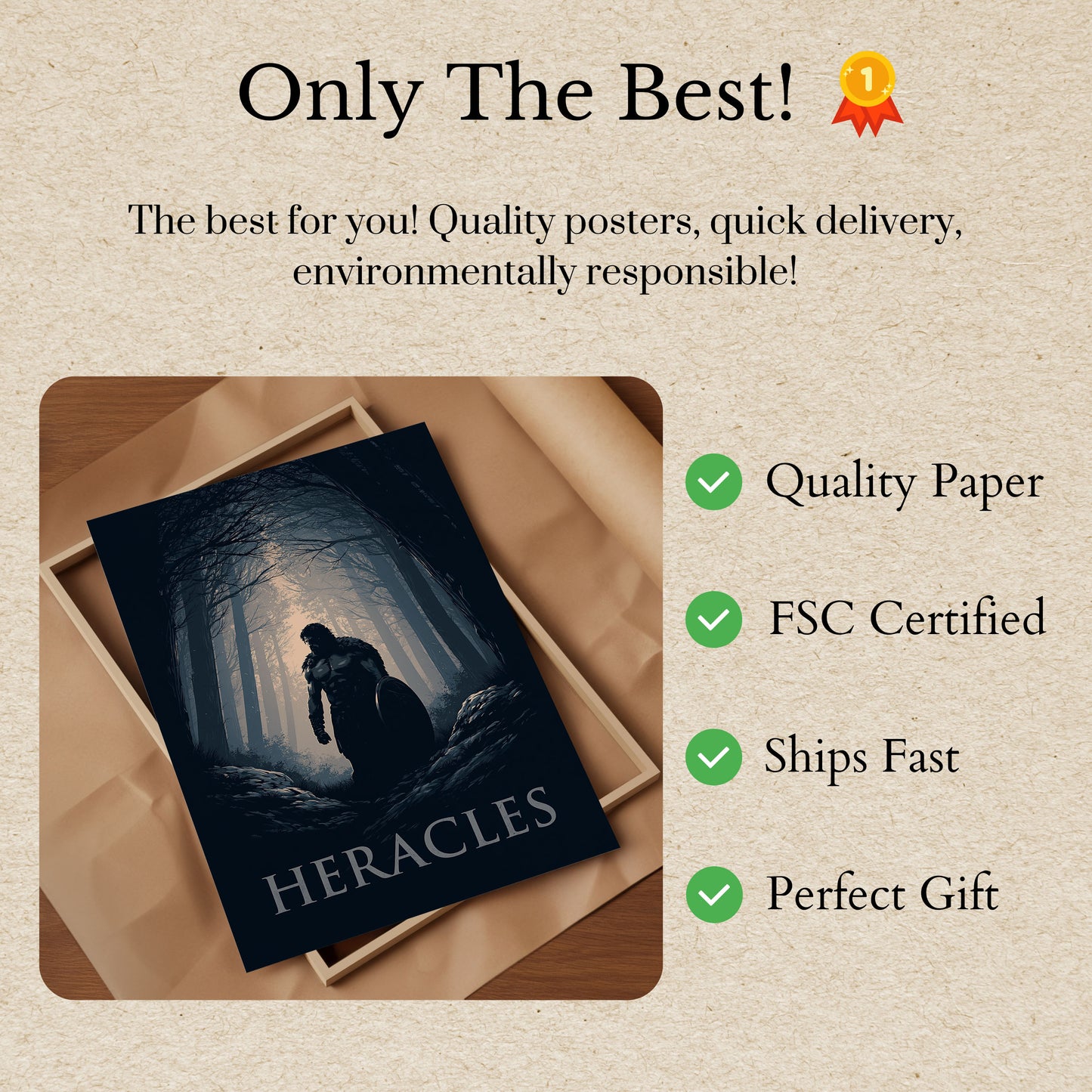 Heracles Warrior in Misty Forest Poster