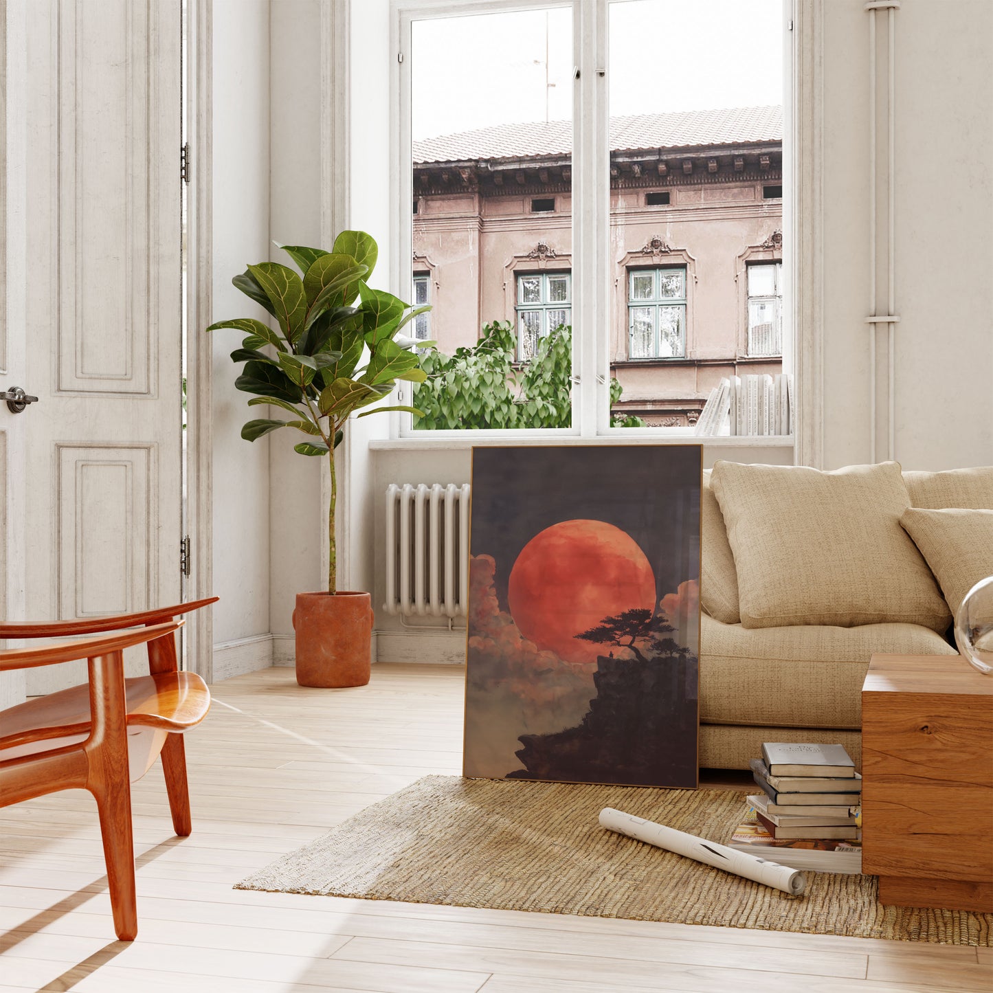 Poster dell'Albero Solitario e della Luna Gigante