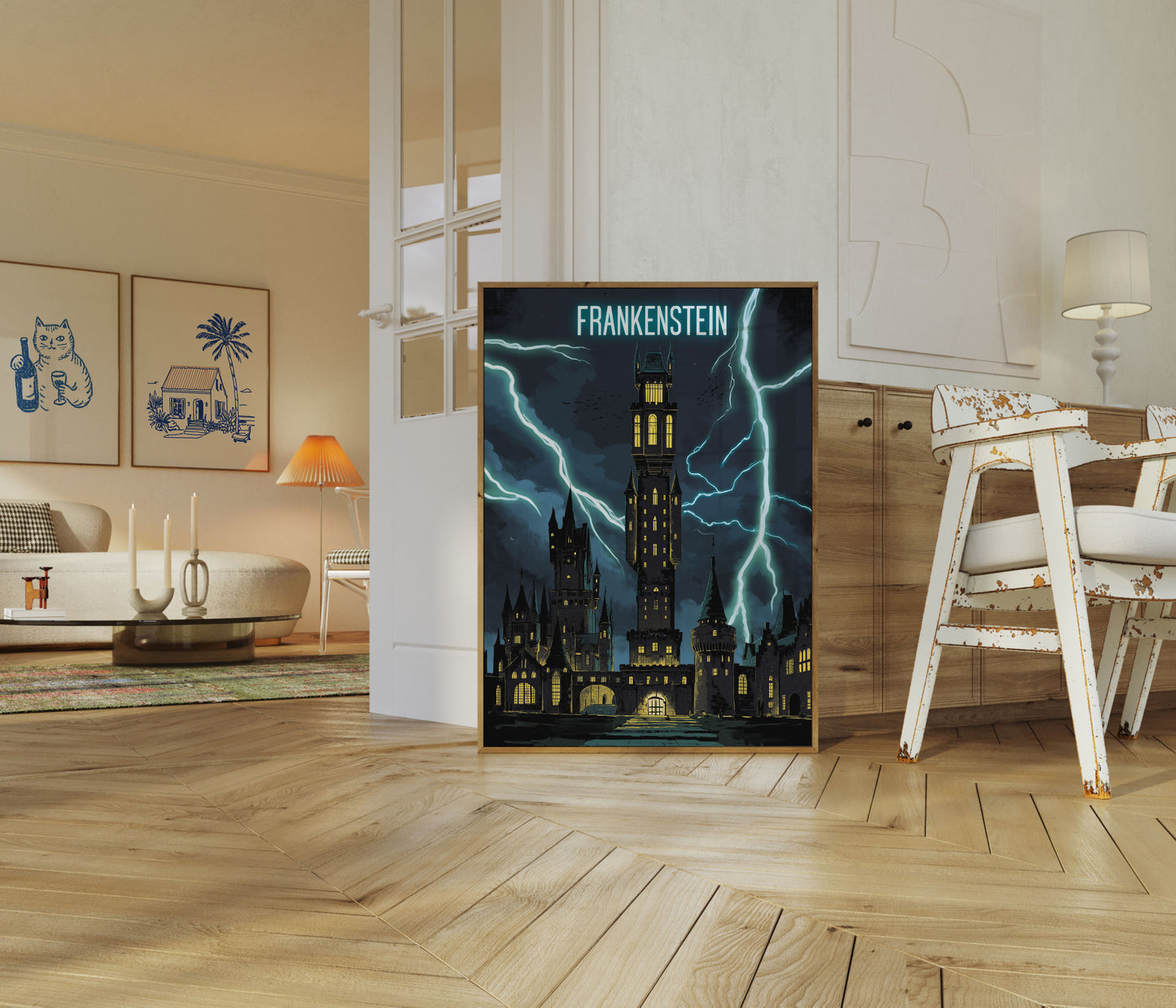 Frankenstein's Castle Lightning Poster