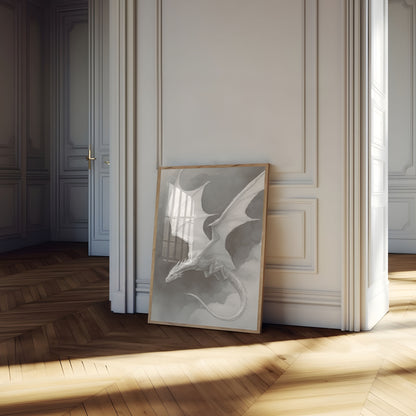 Ethereal White Dragon Flight Poster