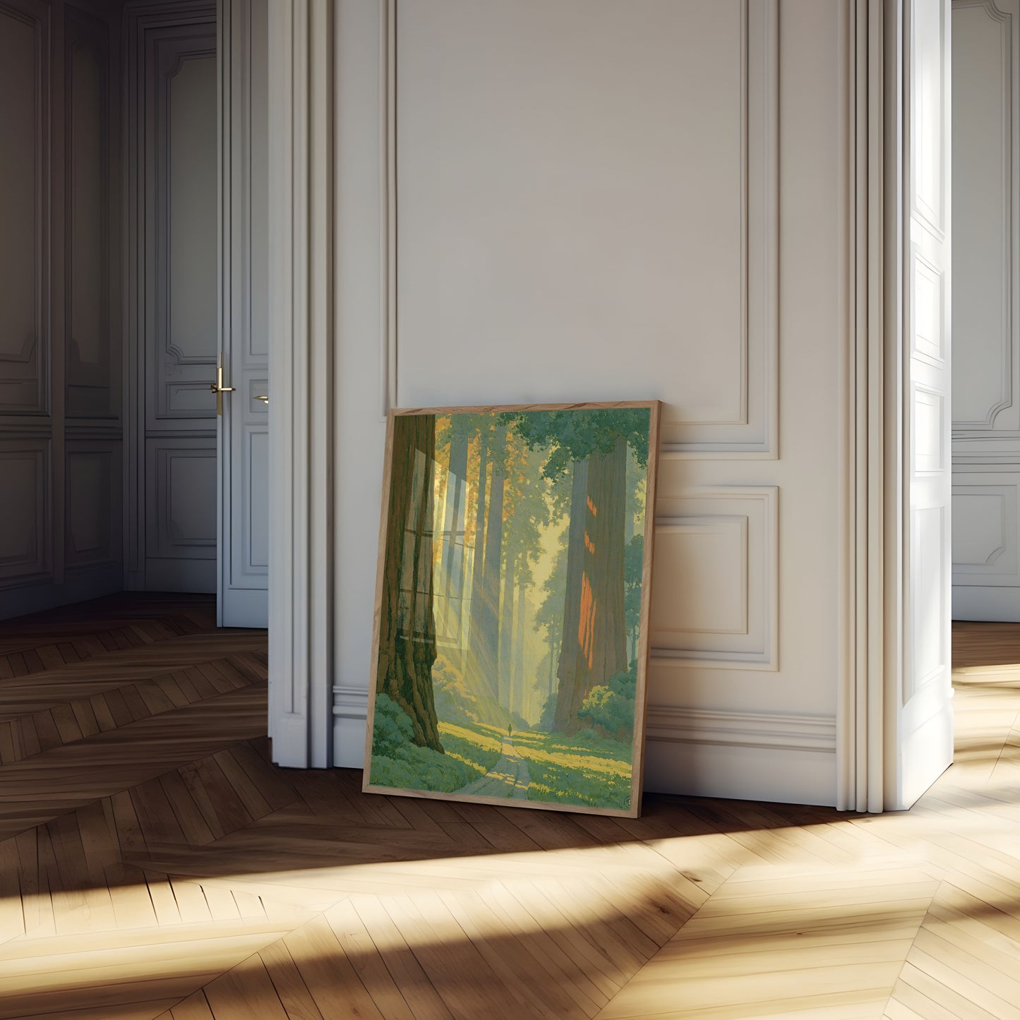 Sunlit Forest Cathedral Poster
