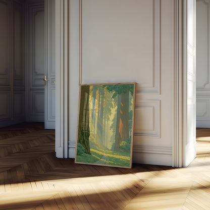 Sunlit Forest Cathedral Poster