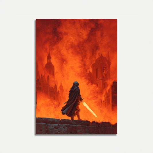 Warrior in Burning City Poster