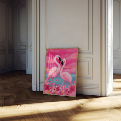 Romantic Flamingo Love Poster