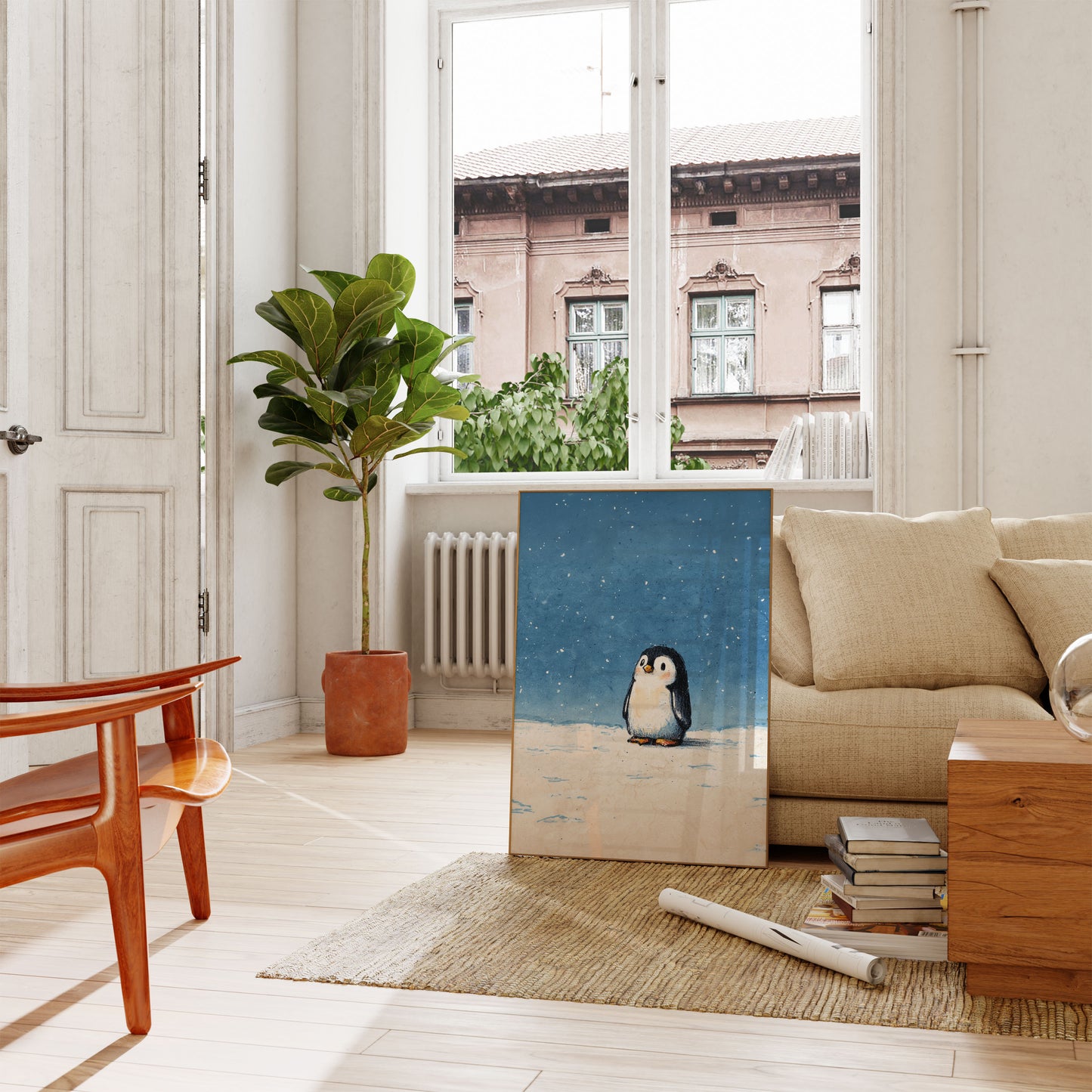 Lone Penguin Winter Poster