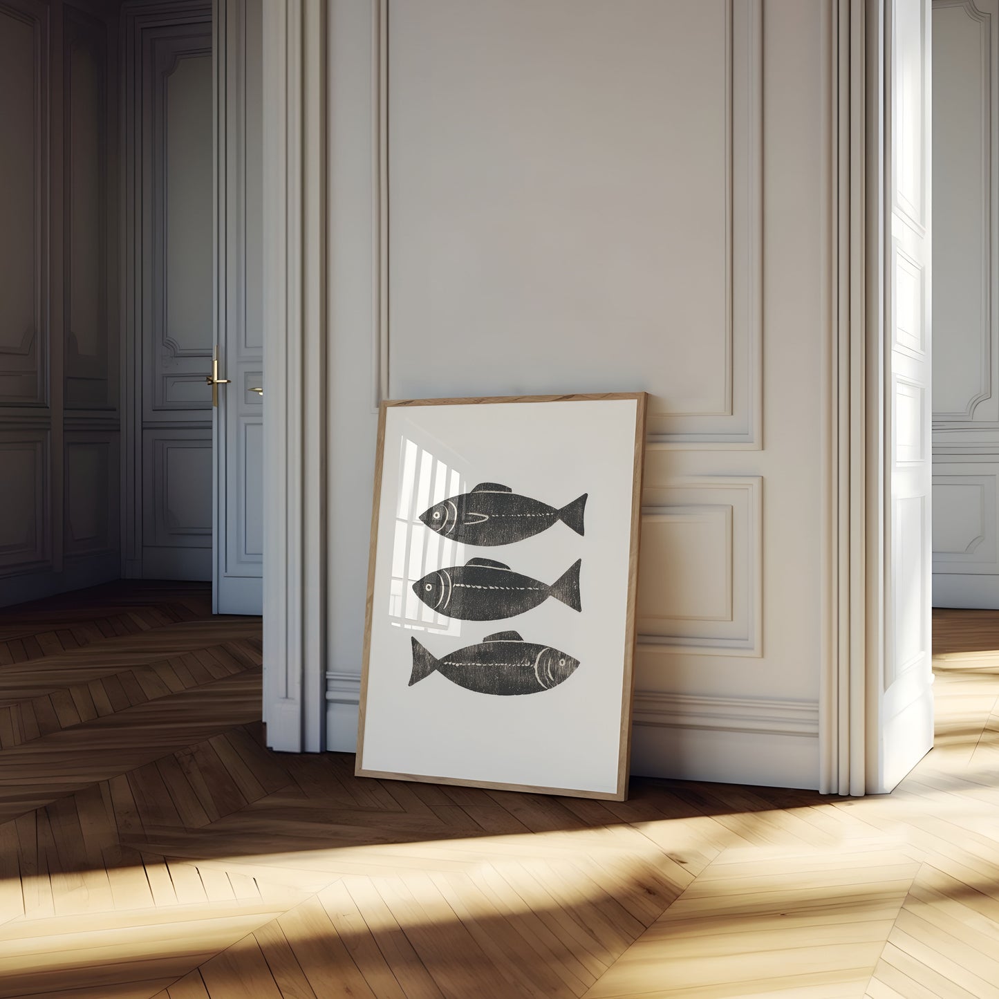 Plakat Sylwetki Vintage Ryby
