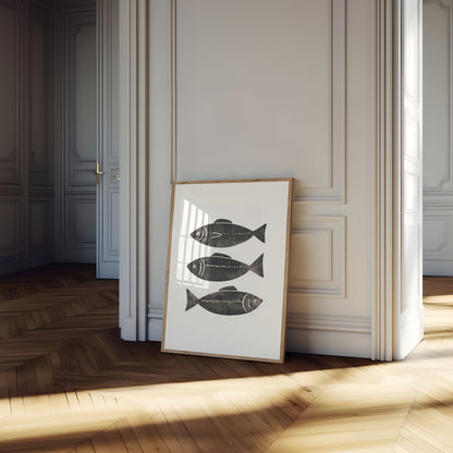 Plakat Sylwetki Vintage Ryby