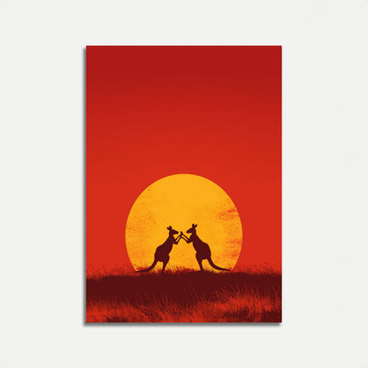 Póster Atardecer Canguros Boxeadores