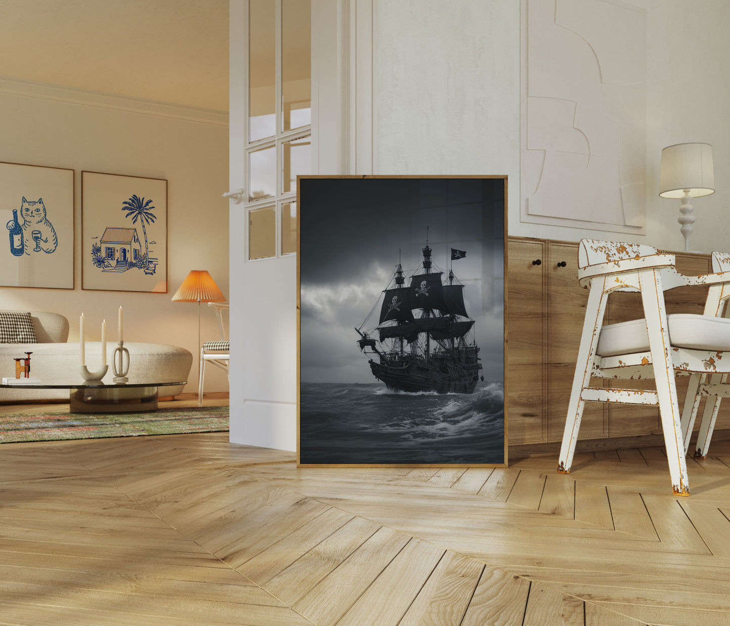 Dark Pirate Ship Sailing Poster