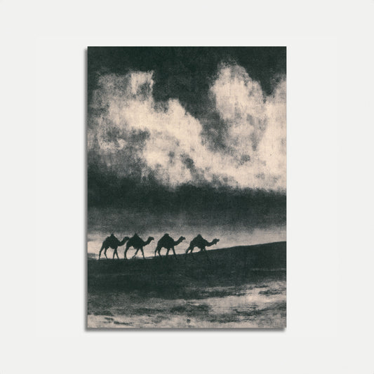 Poster mit Silhouette einer Wüstenkarawane