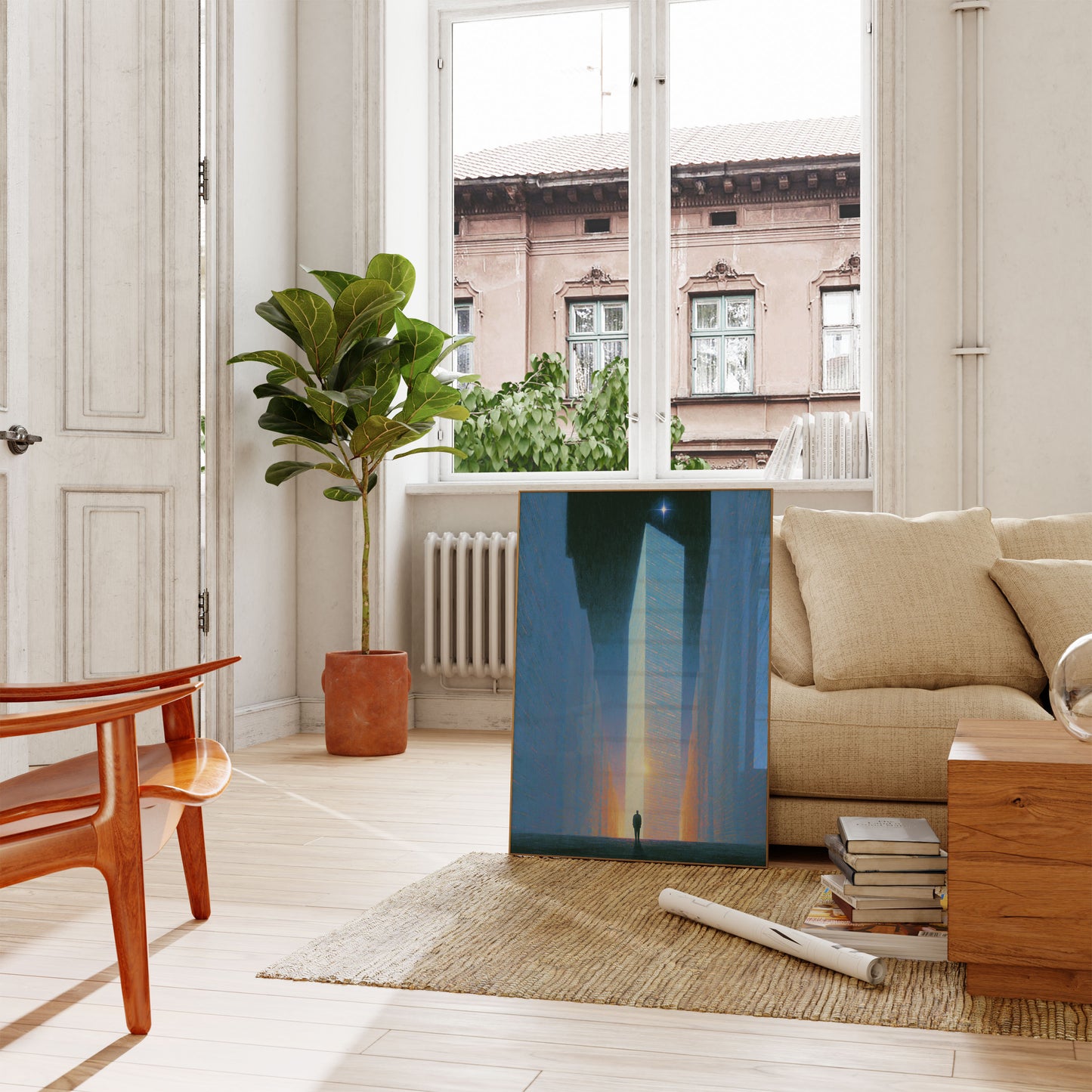 Architektonický plakát s tématem městského osvícenství