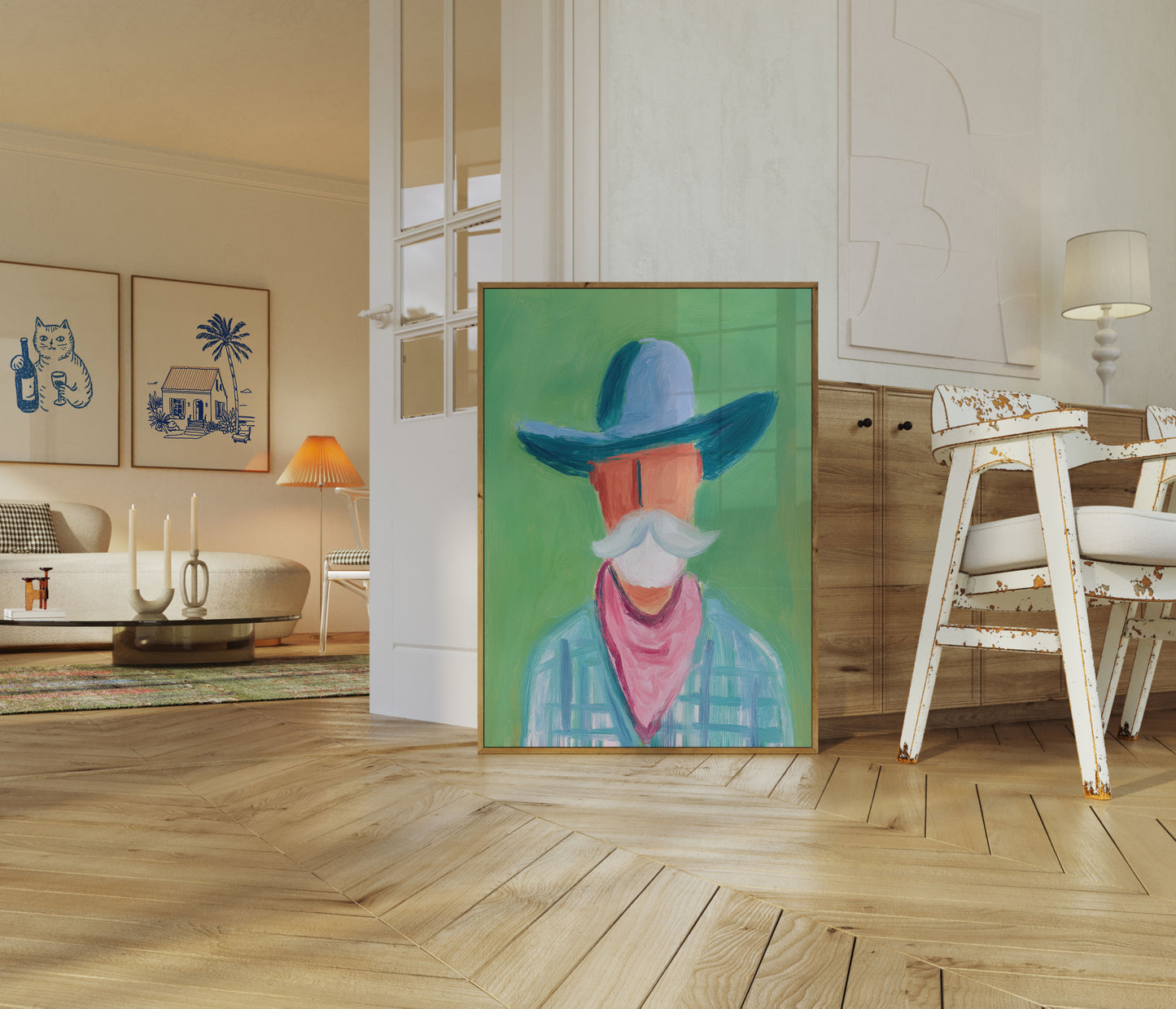 Akvarel portrét kovboje Plakát