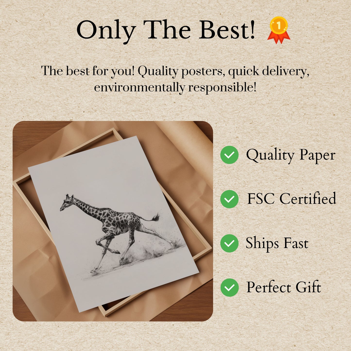 Póster de movimiento de jirafa elegante