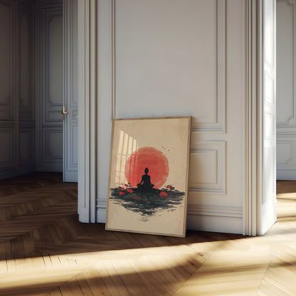 Poster Tramonto Meditazione Zen Loto