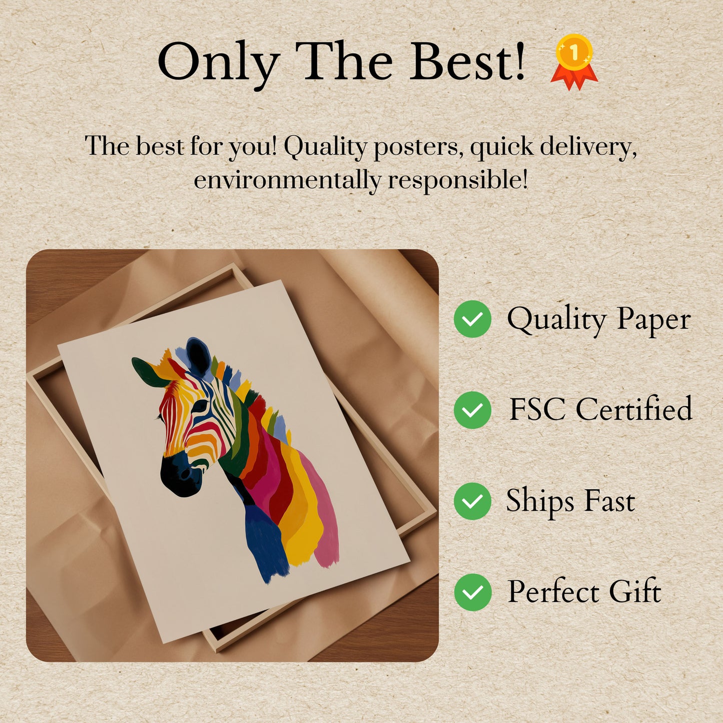 Rainbow Zebra Modern Art Poster