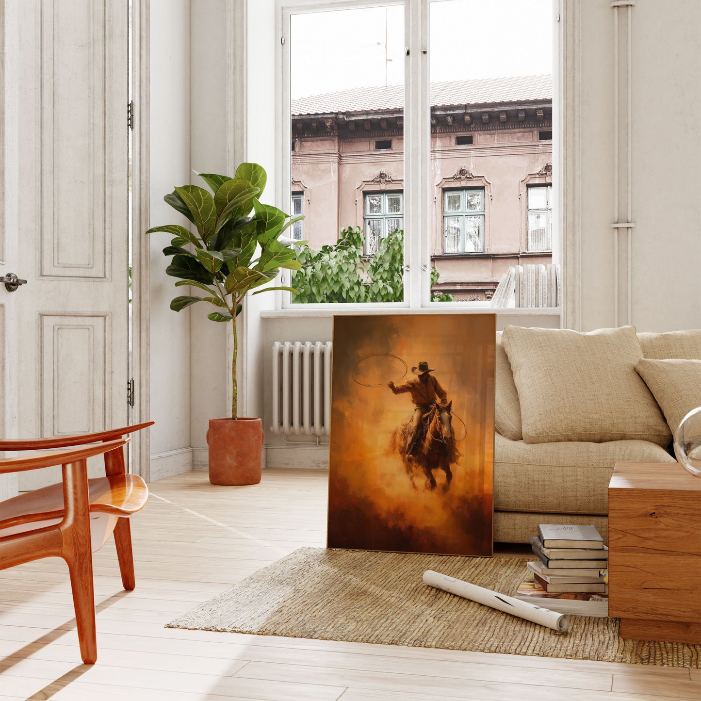 Cowboy Roping in Dust Poster