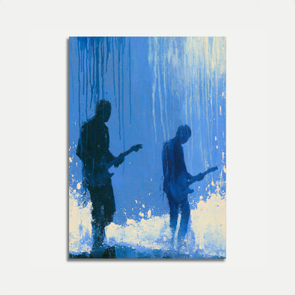 Musicians Playing in Rain Poster