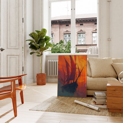 Sunset Sailing Ship Poster