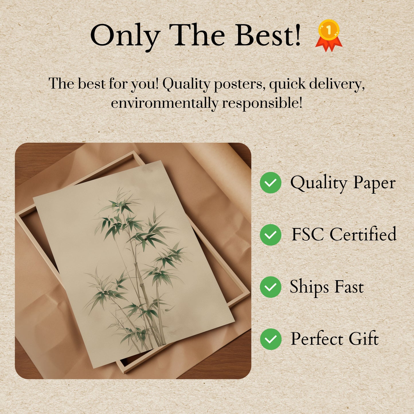 Elegante póster de acuarela de bambú verde