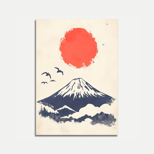 Mount Fuji Rød Sol Plakat