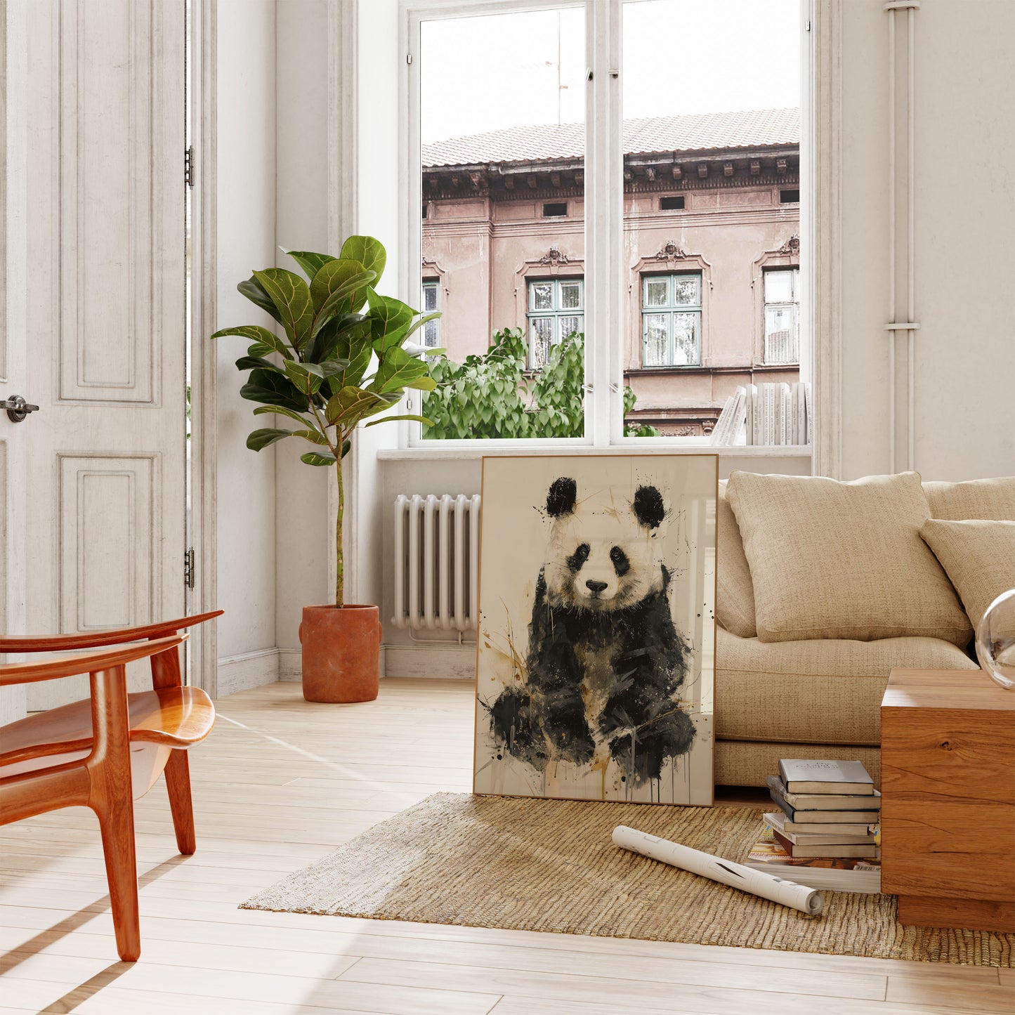 Watercolor Black and White Panda Poster