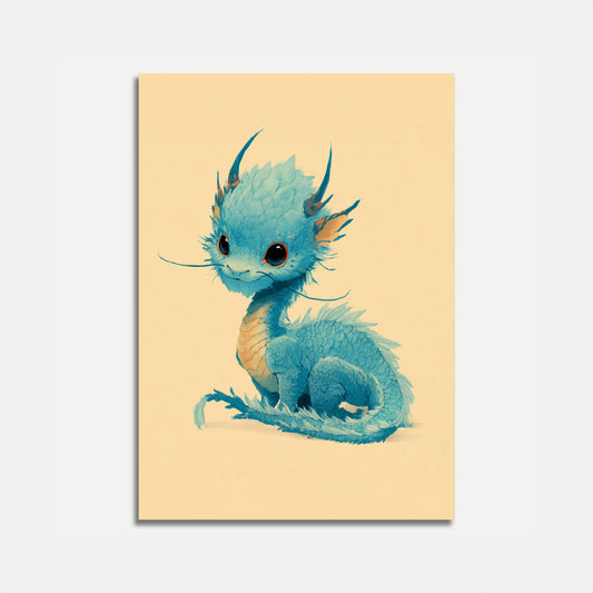 Póster de fantasía del dragón azul bebé