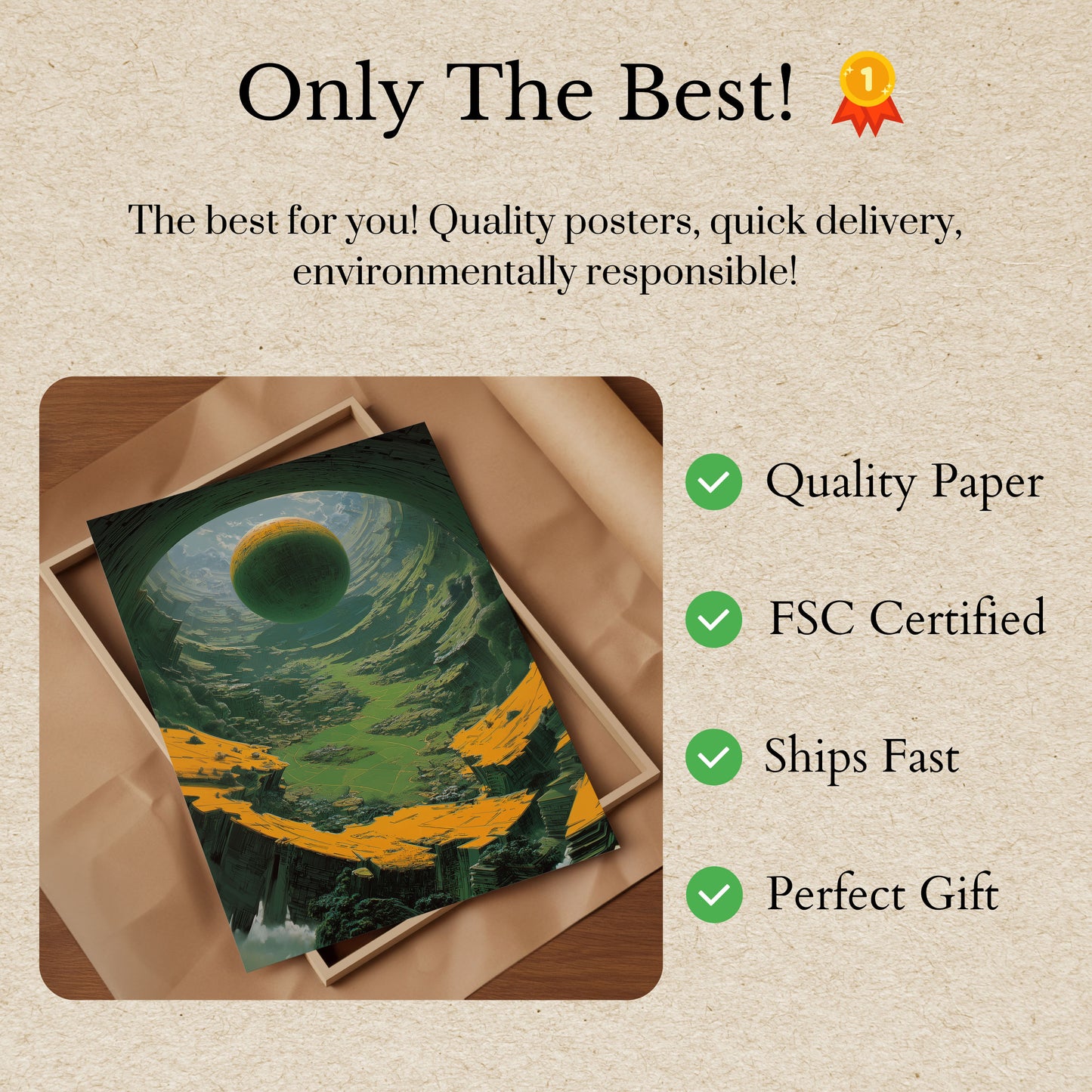 Floating Sphere Surreal Landscape Poster