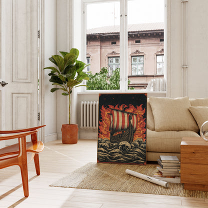 Burning Viking Longship Poster